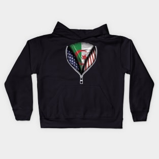 Algerian Flag  Algeria Flag American Flag Zip Down - Gift for Algerian From Algeria Kids Hoodie